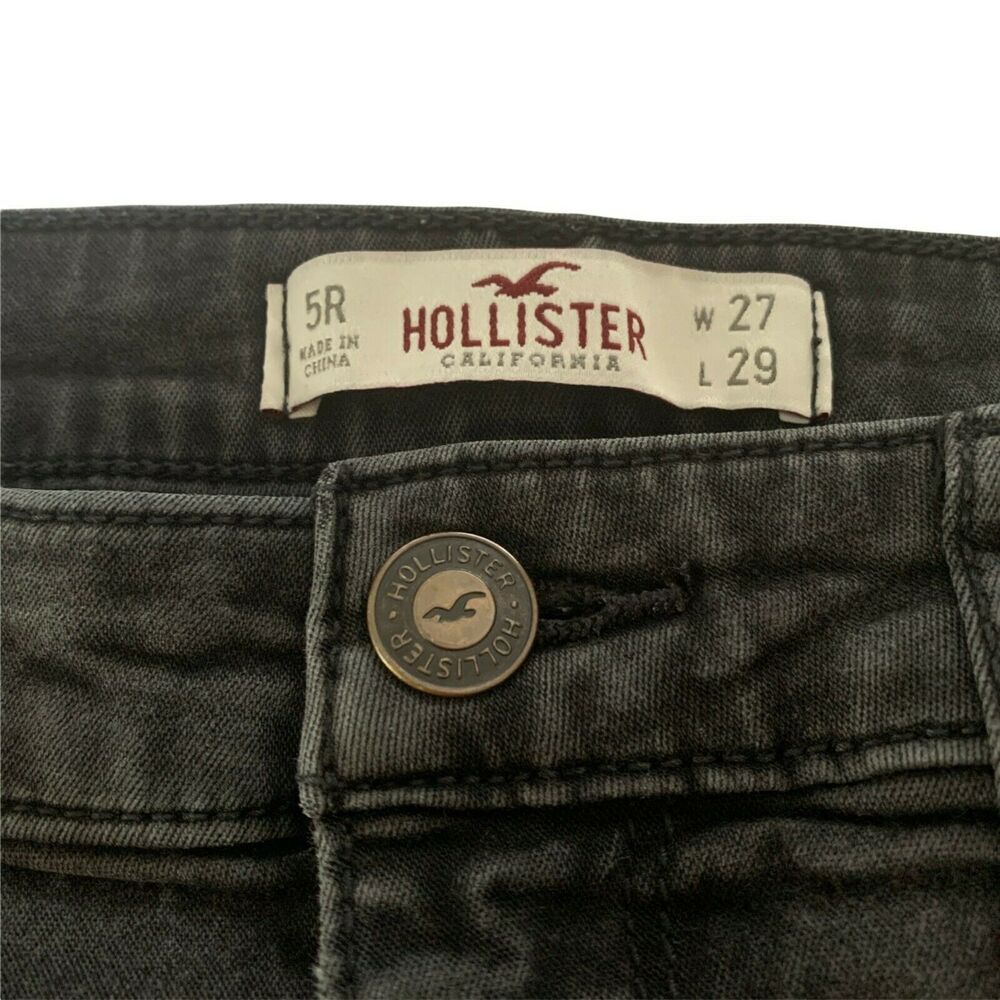 Hollister Womens Skinny Jeans Black Charcoal Size 5 W27L29 Stretch Mid Rise - Picture 5 of 7